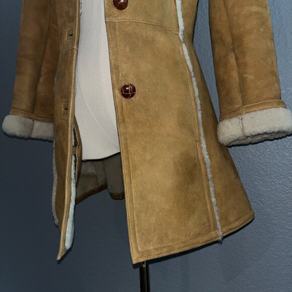 VINTAGE 70'S MATTERHORN NAPA SUEDE SHEEPSKIN SHERPA JACKET COAT - MADE IN USA -8 - Picture 3 of 15